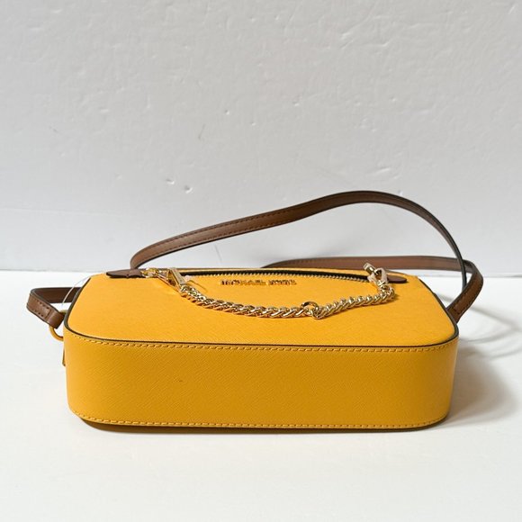 Michael Kors Jet Set East West Chain Shoulder Crossbody Bag Jasmine Yellow/Brown - Picture 8 of 9